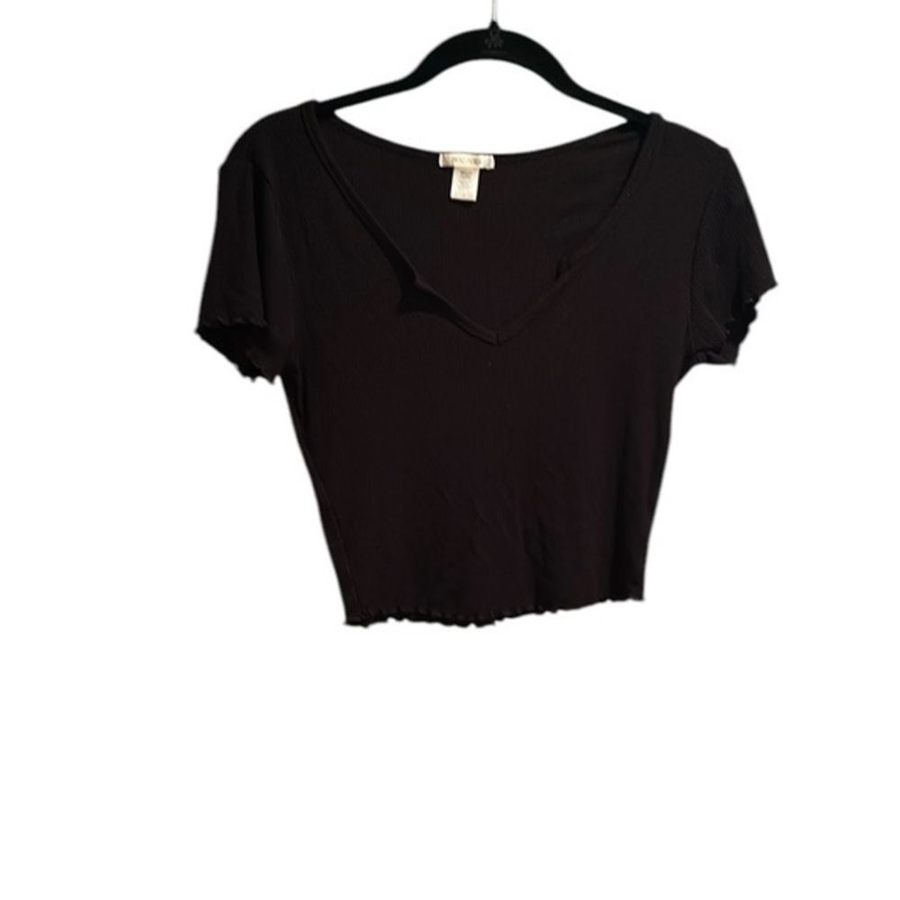 Women’s Bozzolo black ribbed short sleeved shirt Size M